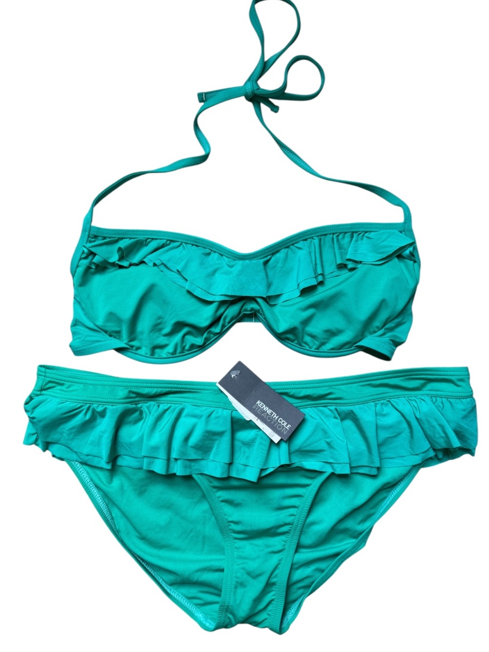 Kenneth Cole Reaction Turquoise Ruffled Bikini Set